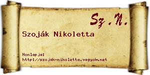 Szoják Nikoletta névjegykártya