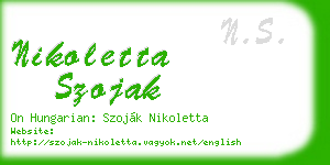 nikoletta szojak business card